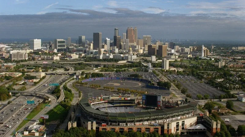 Atlanta skyline and highway interchange