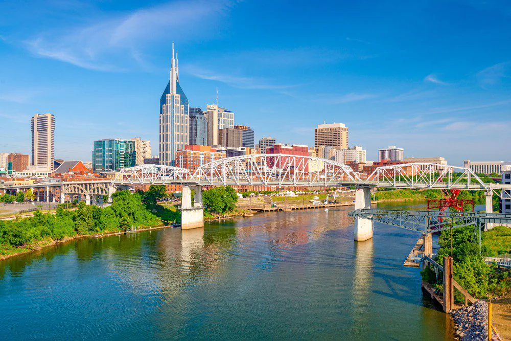 Tennessee city skyline beside a river